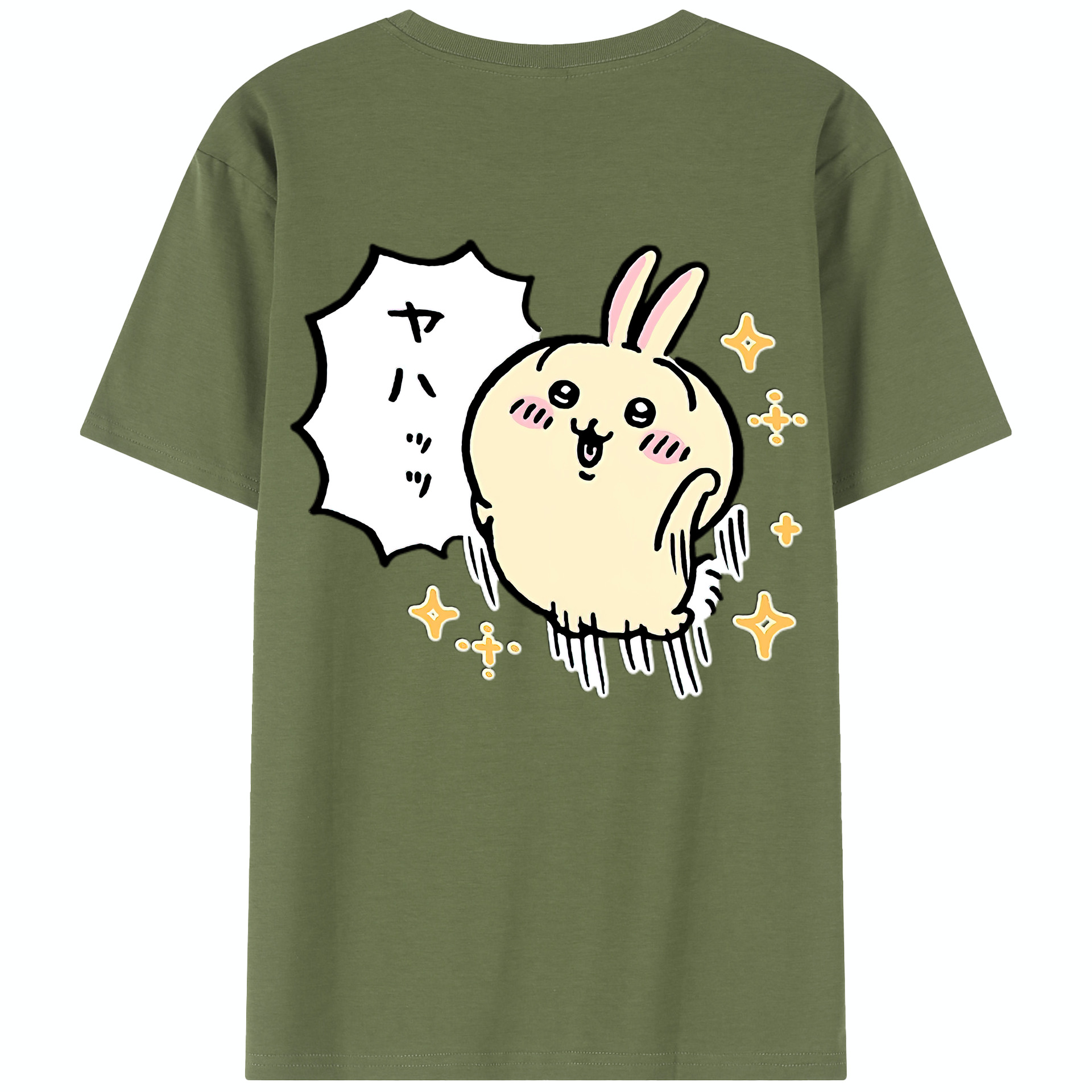 （画像用） ちいかわ うさぎ Chii-kawa usagi 綿100％半袖Tシャツ（背面プリント）